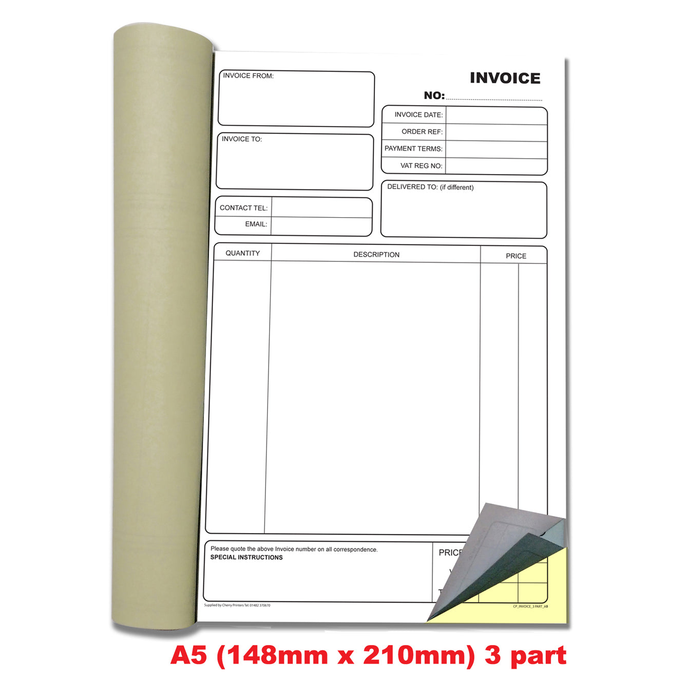 NCR Invoice Triplicate Book A5