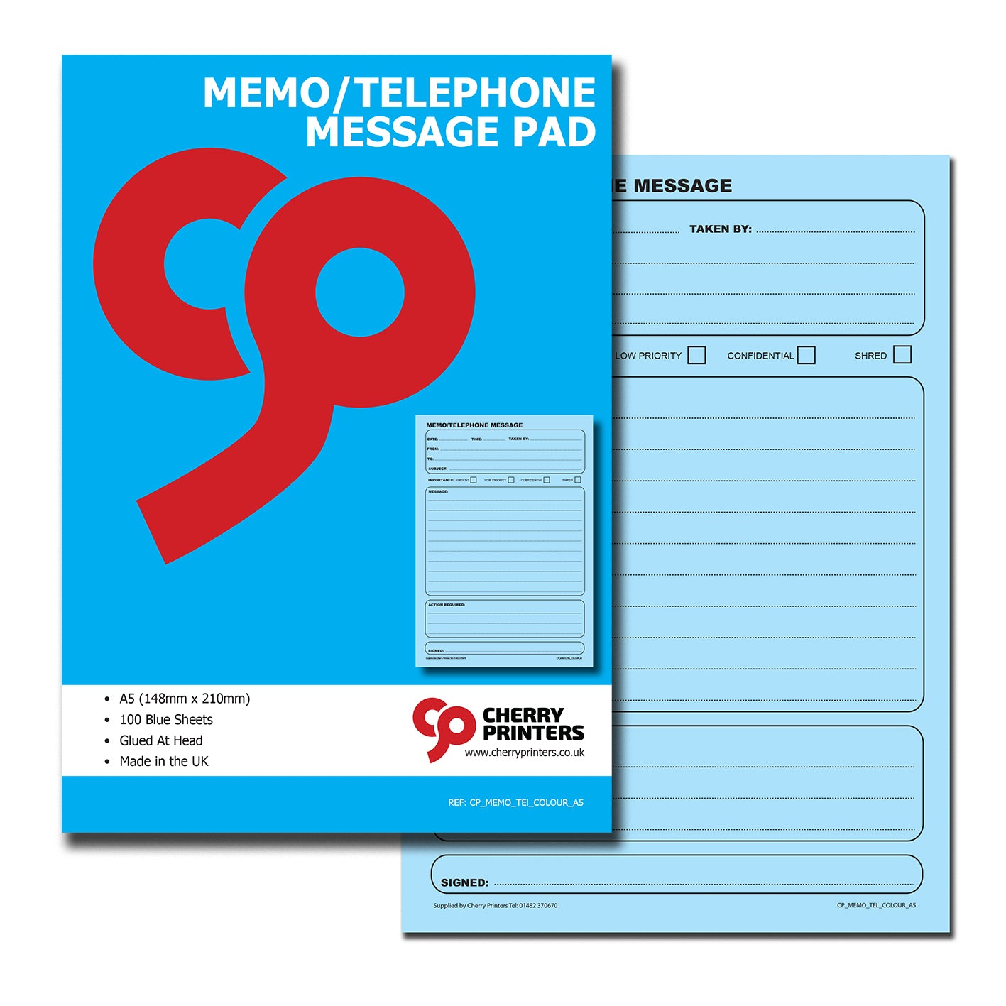 Coloured Memo Book / Telephone Message Pad A5 100pages 80gsm