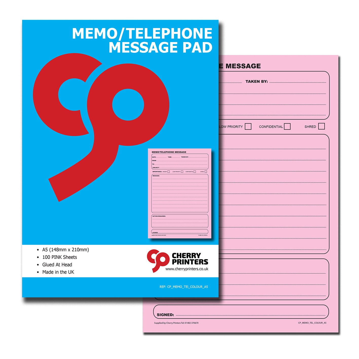 Coloured Memo Book / Telephone Message Pad A5 100pages 80gsm