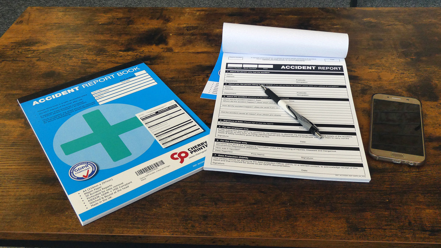 GDPR Accident Report Book A4 50 pages