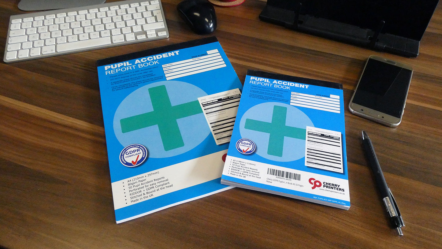 GDPR Pupil Accident Report Book A5 50 pages