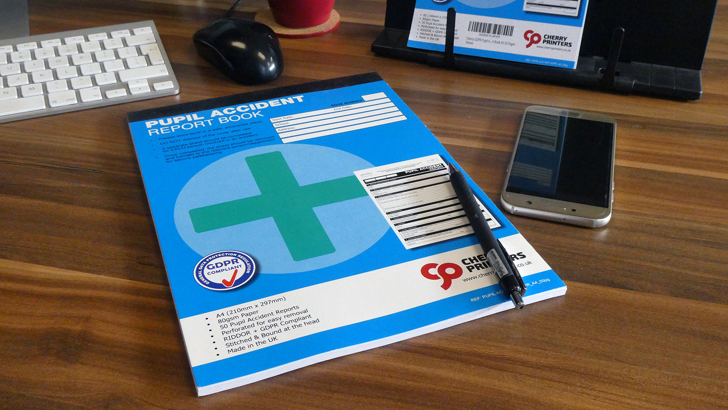 GDPR Pupil Accident Report Book A4 50 pages