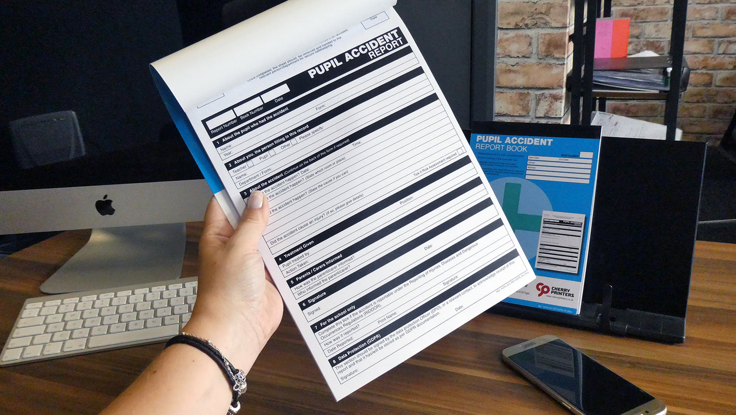GDPR Pupil Accident Report Book A4 50 pages