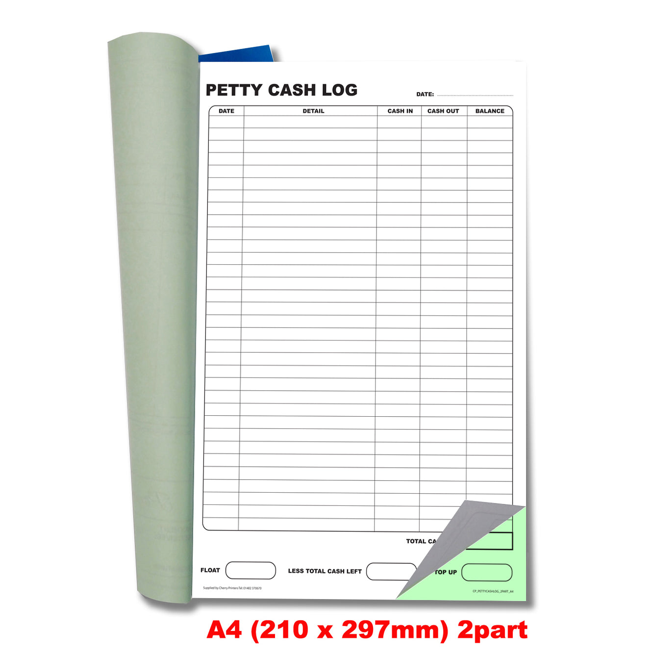 NCR Petty Cash Log Duplicate Book A4