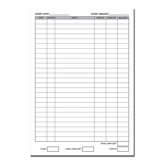 Petty Cash Log Book A5 16pages
