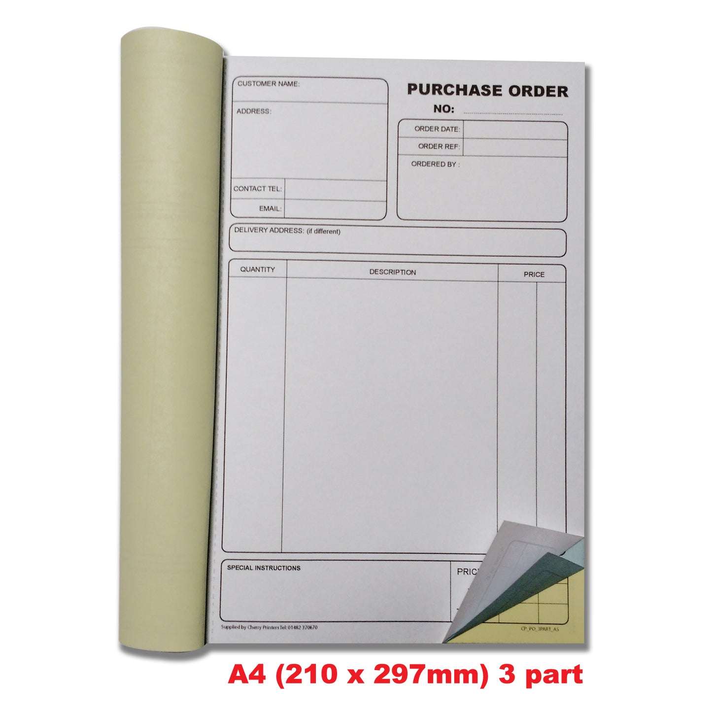 NCR Purchase Order Triplicate Book A4