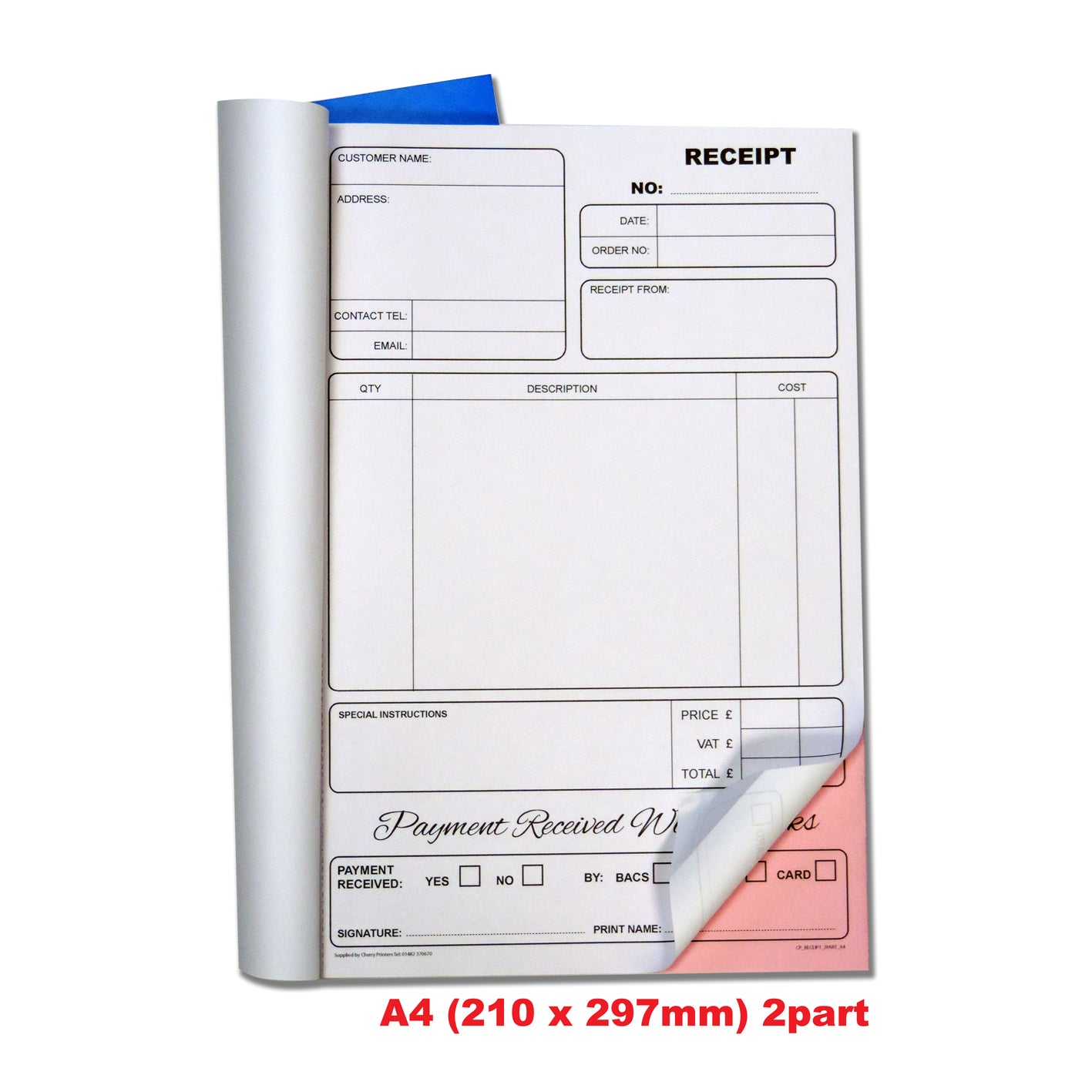 NCR Receipt Book A4 Duplicate