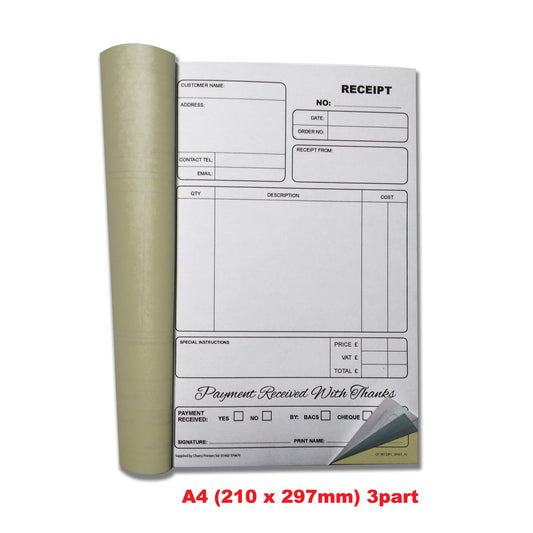 NCR Receipt Book A4 Triplicate