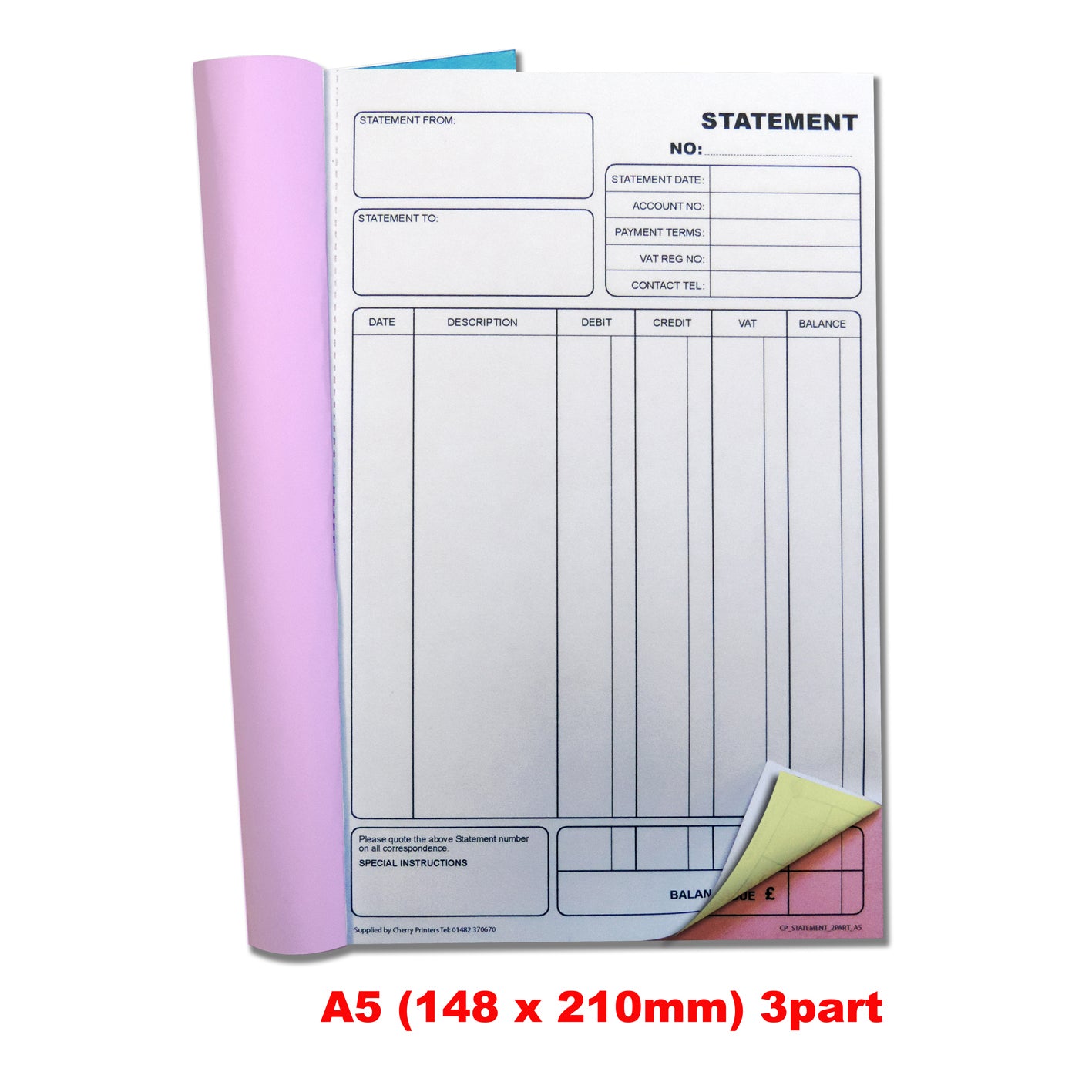 NCR Statement Book A5 Triplicate