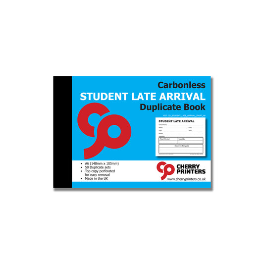 NCR Student Late Arrival Slip Duplicate Book A6