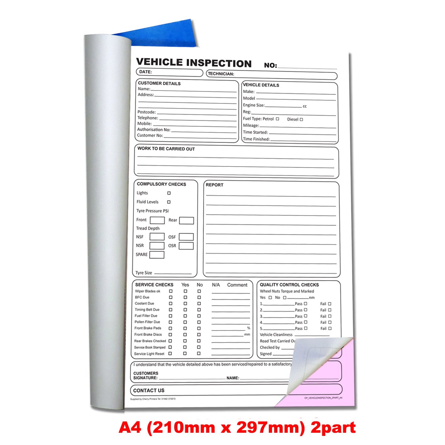 NCR Vehicle Inspection Book A4 Duplicate