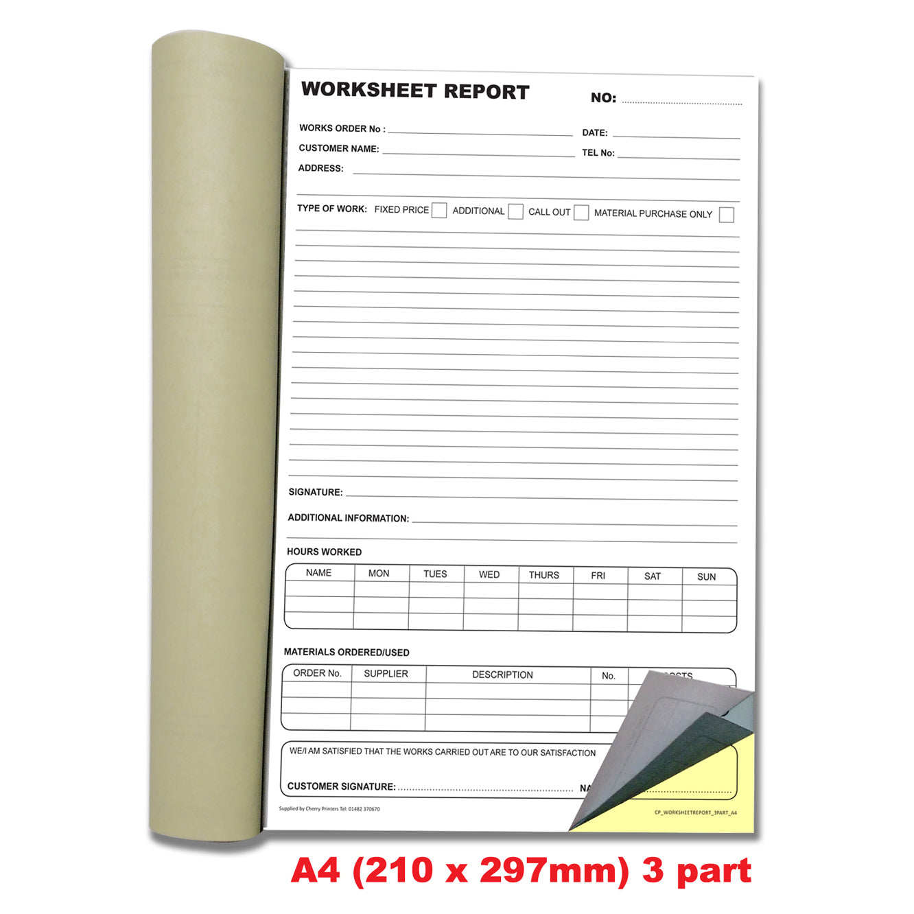 NCR Worksheet Report Book A4 Triplicate